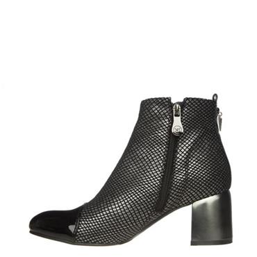 ZANNI WOMENS 2 TONE ZIP ANKLE BOOT - BLACK GREY